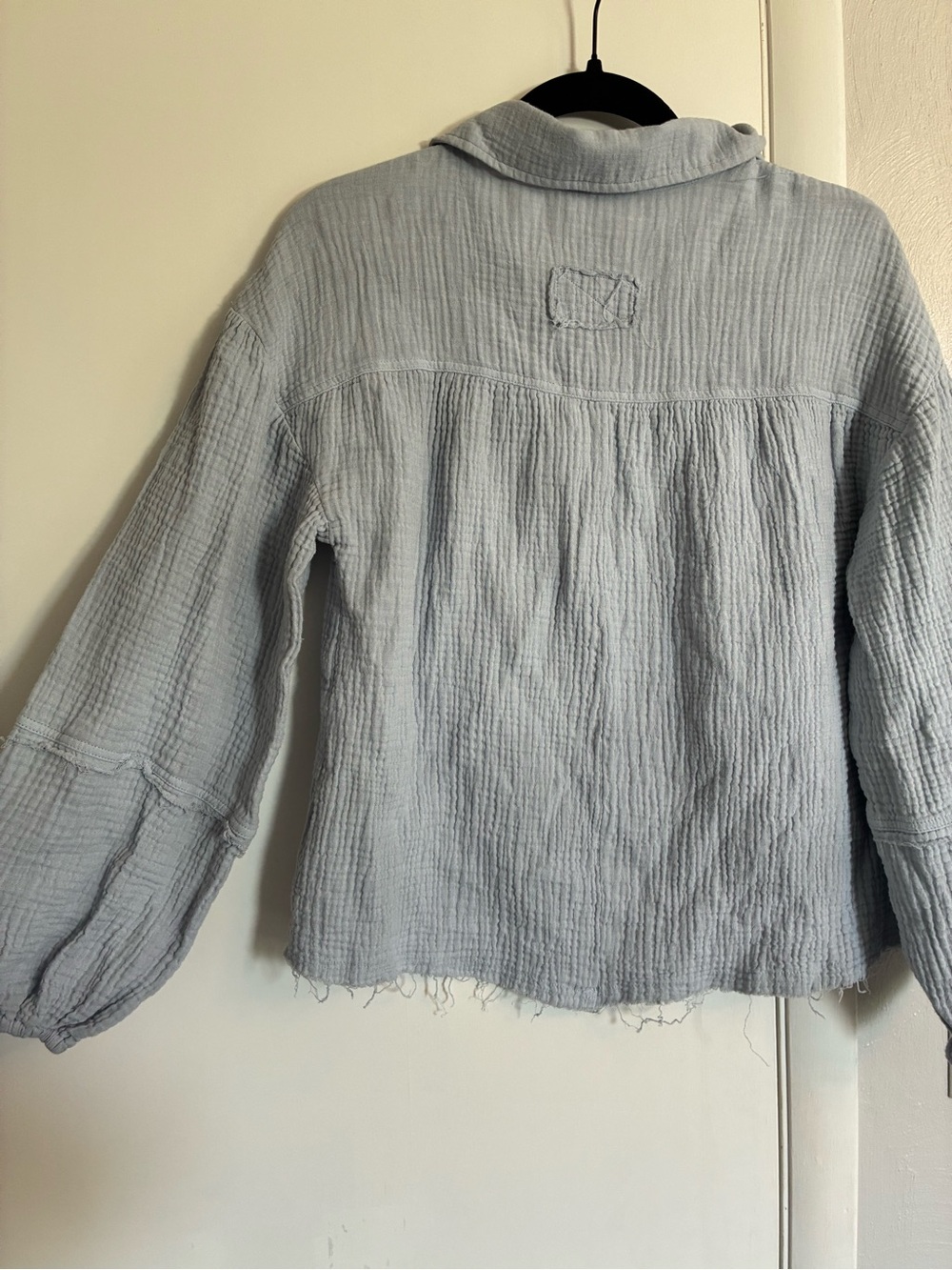 Light Blue 100% Cotton Gauze Boutique Minimalist Top - Picture 9 of 9